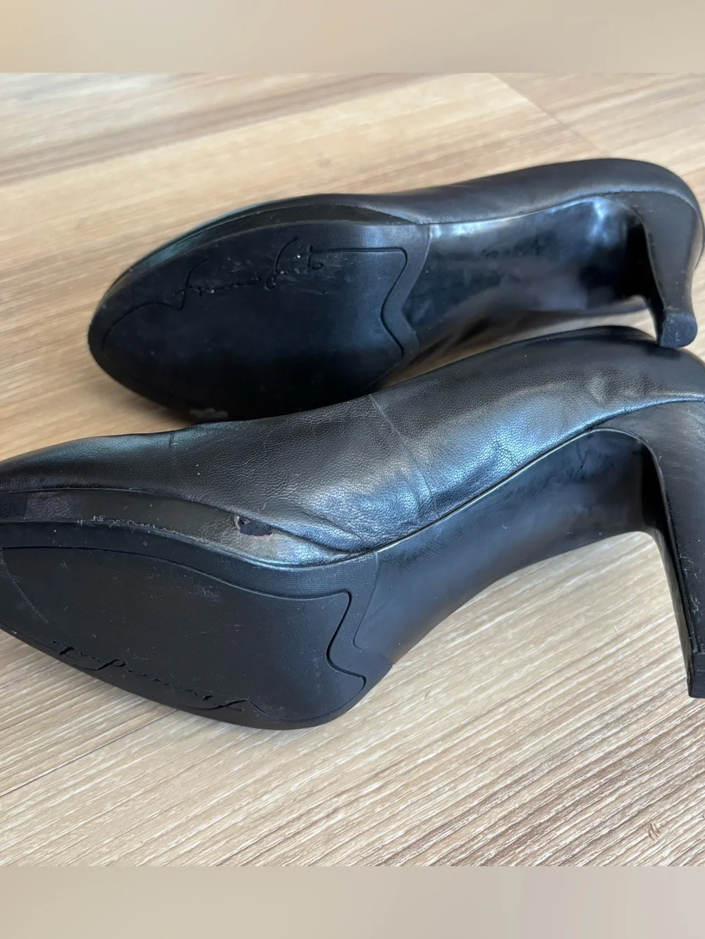 VTG Franco Sarto Heels Black Leather Slip On Pumps Womens 7.5 Office Classic 90s